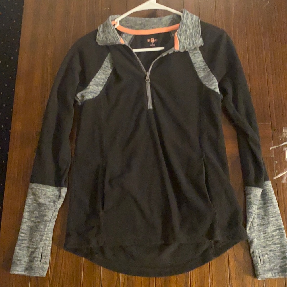 SM SO brand 1/4zip with grey accent pink stitch